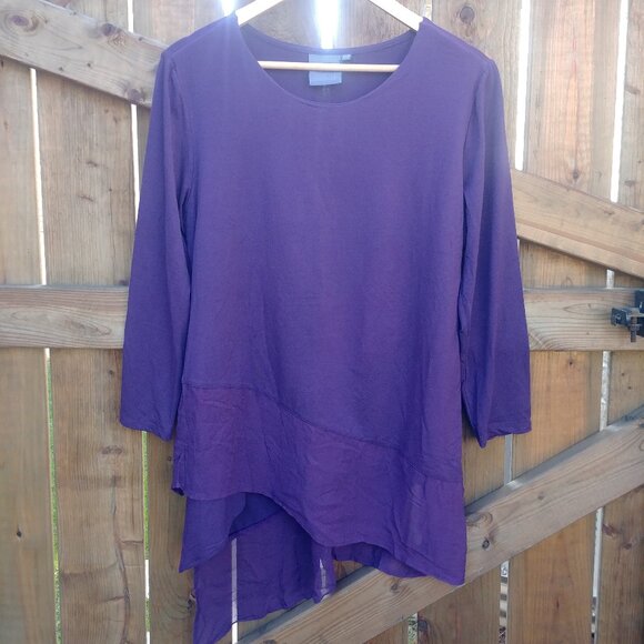 Zeaberg purple asymmetrical hemline tunic top stretch purple modal size … - Picture 1 of 12